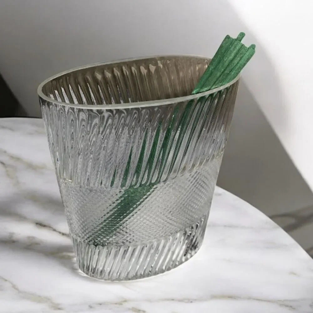 *Textured Glass Vase with two textures oval shaped 8” tall